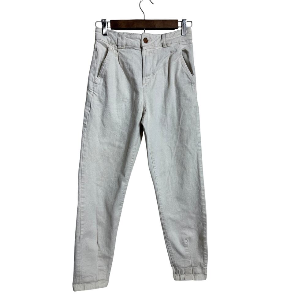 Sezane Manu Trousers in Mottled Ecru size 34 US 2 Pleated Tapered